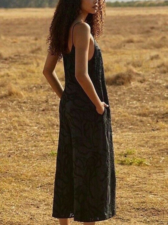 Anthropologie Pants - Anthropologie Maeve Chrysanthemum Eyelet Wide-Leg Jumpsuit - Black